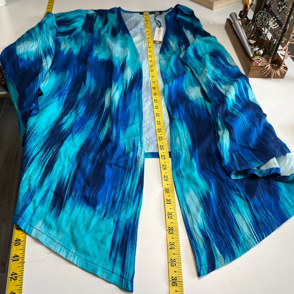 Amber Noon II Shirt Womens 3X Blue Long Sleeve Cardigan Layer Shrug Open Front - Picture 7 of 9